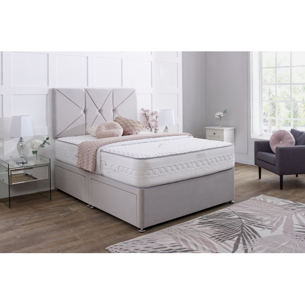Prague Divan Bed Set with Button Headboard
