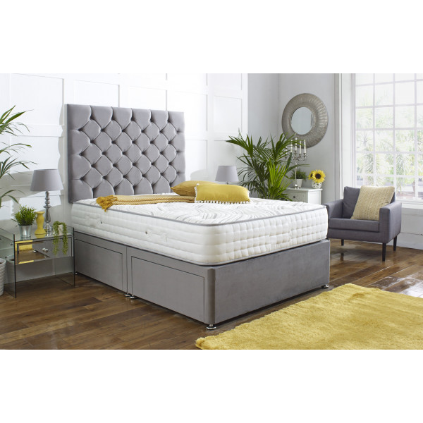 Royal Chester Divan Bed Set with Tall Button Headboard