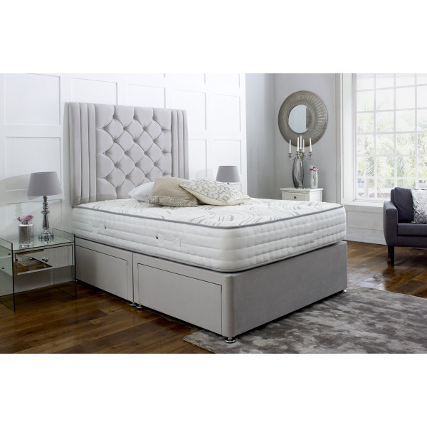 Regal Divan Bed Set with Tall Button Headboard