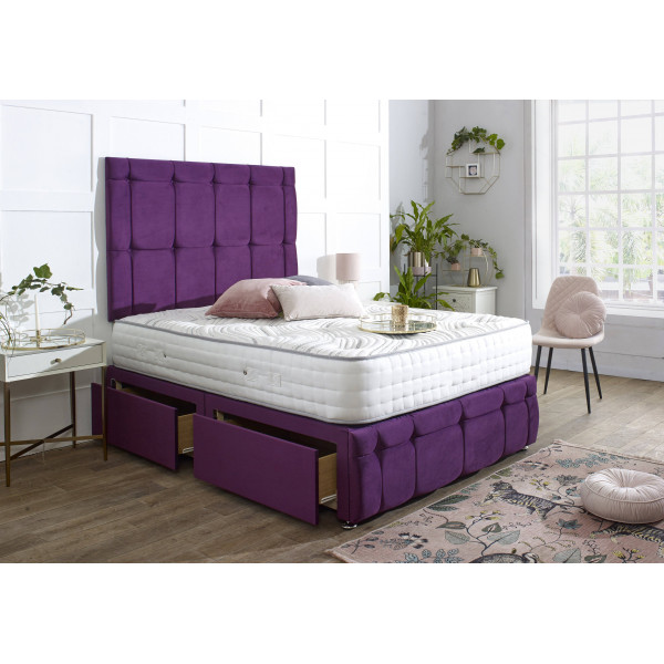 Turin Divan Bed Set with Tall Button Headboard and Footboard