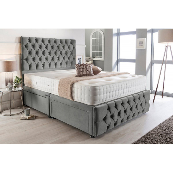 Regency Divan Bed Set with Tall Button Headboard and Footboard