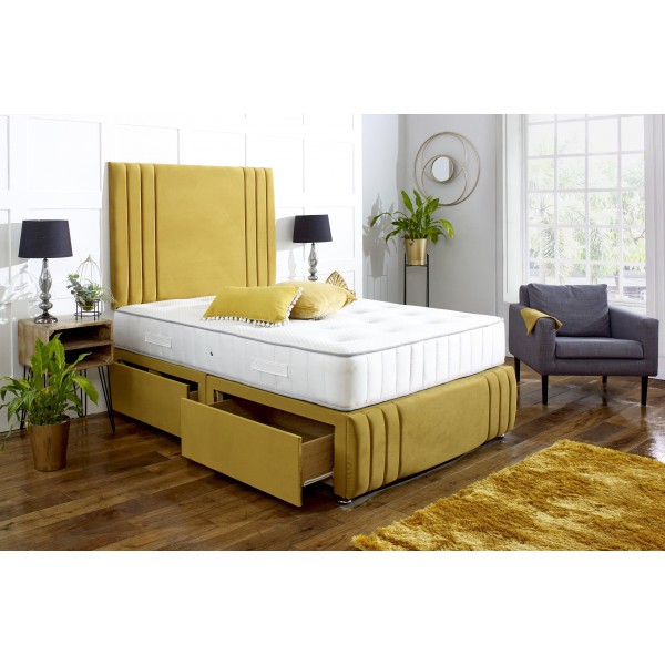 Naples Divan Bed Set with Tall Headboard and Footboard