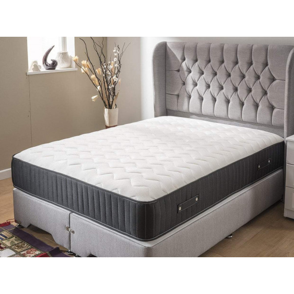 Dual Season 1000 Pocket Memory Cool Gel Divan Bed Set With Headboard